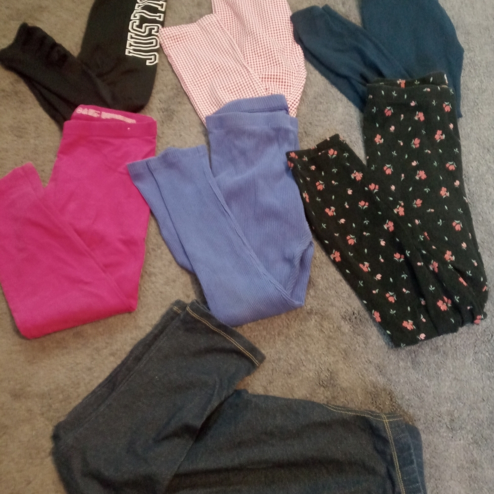 Bundle Set Of 7 Colorful Leggings Collection Size Large 10-12